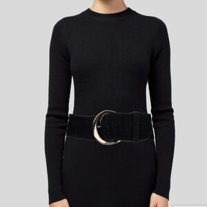 Anne Fontaine Black Wide Suede Belt